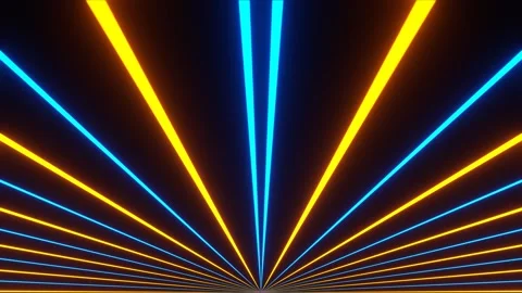 Orange and Blue Neon Rays Diverge in Different Directions Background VJ Loop Stock Footage 344577585