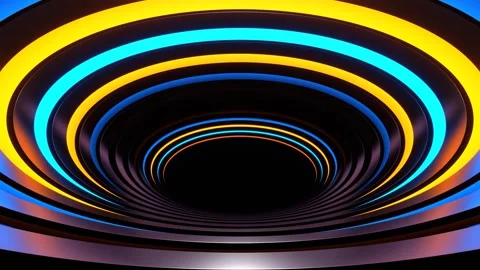 Orange and Blue Neon Reverse Ellipse Tunnel Background VJ Loop in 4K Stock Footage 268865753