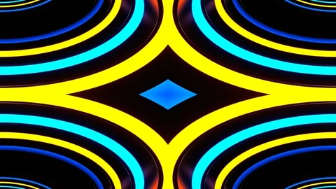 Orange and Blue Neon Reverse Ellipse Kaleidoscope Background VJ Loop in 4K Stock Footage 327969738