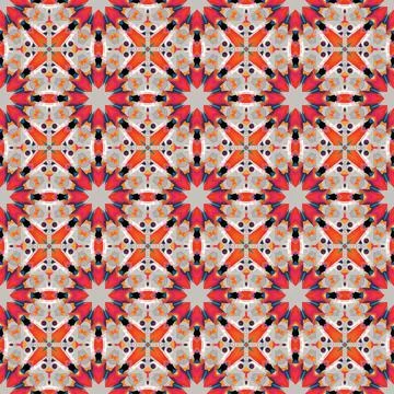 An orange and blue pattern with triangles and shapes on it Stock Illustration