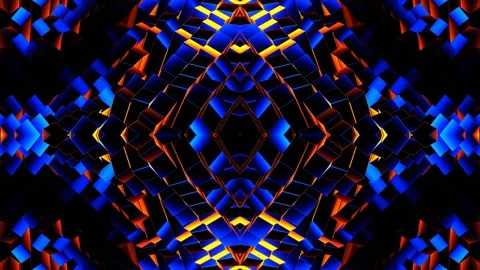 Orange and Blue Random Shape Rectangular Waves Kaleidoscope Background VJ Loop Stock Footage 339699071