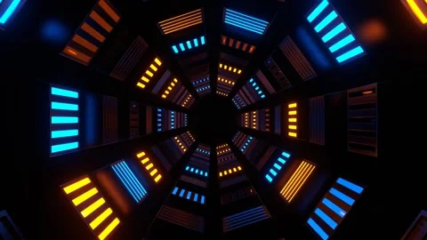 Orange and Blue Reverse Slowed Strobe Tunnel Background VJ Loop in 4K Stock Footage 276548851