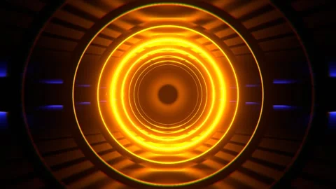 Orange and Blue Sci-Fi Tunnel with Round Arches Background VJ Loop l 4K Stock Footage 295878955