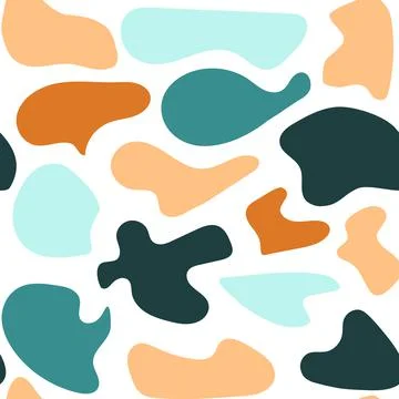 Orange and blue seamless pattern. Hand drawn various shapes and doodle objects Stock Illustration