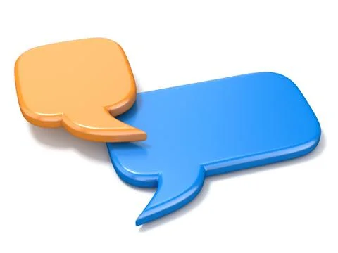 Orange and blue square blank speech bubbles 3D Stock Illustration