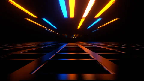 Orange and Blue Strobe Behind Bars Background VJ Loop in 4K Vidéo 342279382