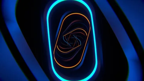 Orange and Blue  Strobe Spiral Ellipse Tunnel Background VJ Loop in 4K Stock Footage 307093540
