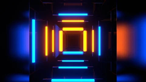 Orange and Blue Strobes Through Square in Tunnel Background VJ Loop in 4K Stock Footage 292007201