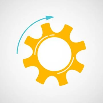Orange and blue teamwork concept with cog and gear Stock Illustration