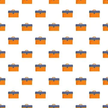 Orange and blue toolboxes creating repeating pattern background Stock Illustration