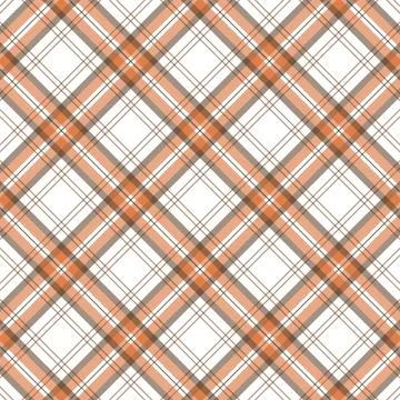 Orange and brown plaid pattern on white background, textile fabric design Stock Illustration