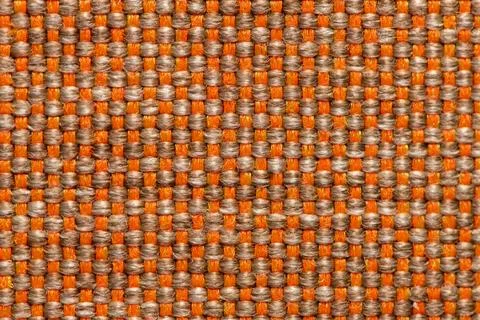 Orange and Brown Woven Pattern Fabric Texture Surface Stock Photos