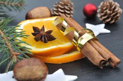 Orange and cinnamon Stock Photos