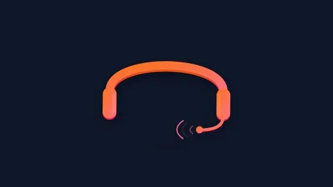 Orange and Coral Gradient Headset Icon with Pulsing Sound Waves and Soft Am.. Stock Footage 346130745