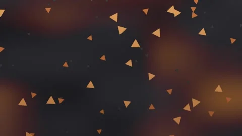 Orange and dark triangles flying randomly on a blurred brown. 2d animation Stock Footage 346368278