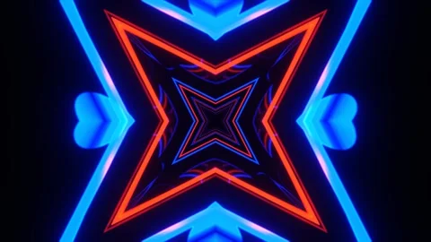 Orange and Deep Blue Flashing Neon Pointed Geometric Shapes Background VJ Lo 库存影片 341671976