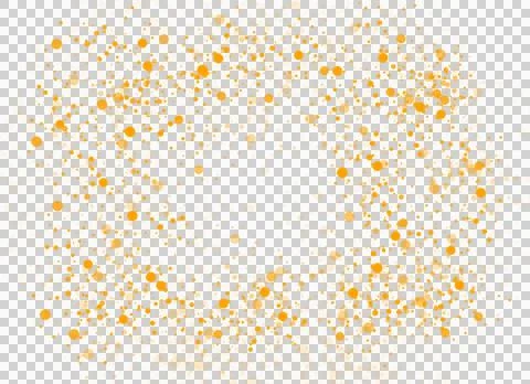 Orange and gold scattered dots forming a round festive border, abstract confetti Stock Illustration
