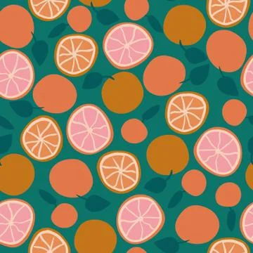 Orange and grapefruit seamless vector pattern Illustrazione stock