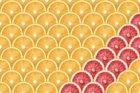 Orange and grapefruit slices pattern Stock Photos