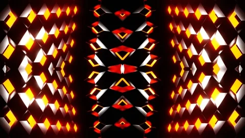 Orange and Gray Locked Up in Cubic Kaleidoscope Background VJ Loop in 4K Stock Footage 332127131