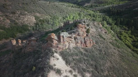 Orange and Gray Rock Formations near Fruitland Utah Orbit Stock Footage 338305291