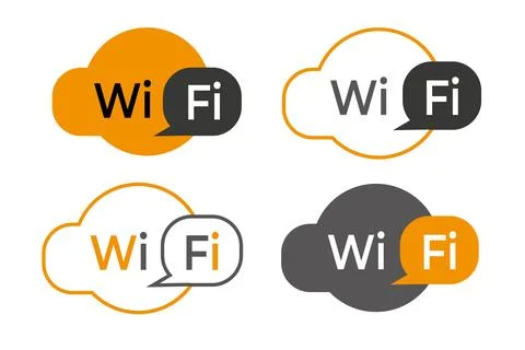 Orange and gray wifi vector icon. Illustration on isolated white background Stock Illustration