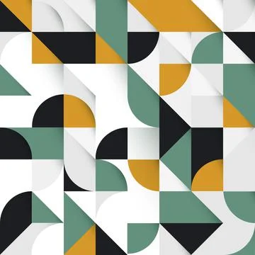 Orange and green abstract Geometric Shapes Background. Seamless Vector Illustrazione stock
