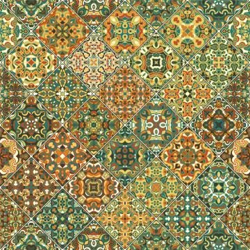 Orange and green abstract patterns Illustrazione stock