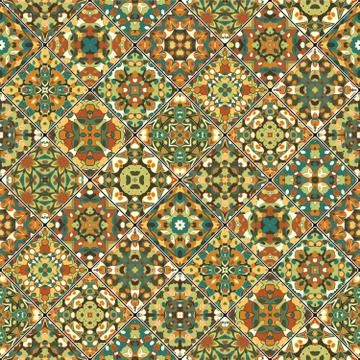 Orange and green abstract patterns Stock Illustration