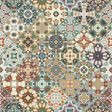 Orange and green abstract patterns Stock Illustration