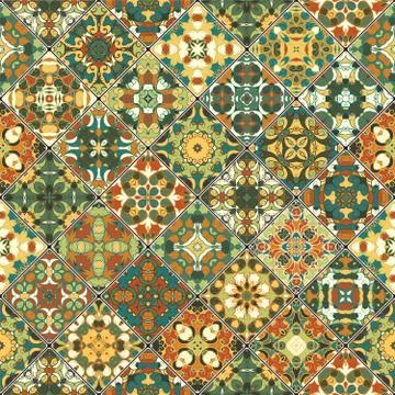 Orange and green abstract patterns Illustrazione stock