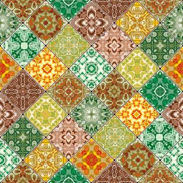 Orange and green abstract patterns Stock Illustration
