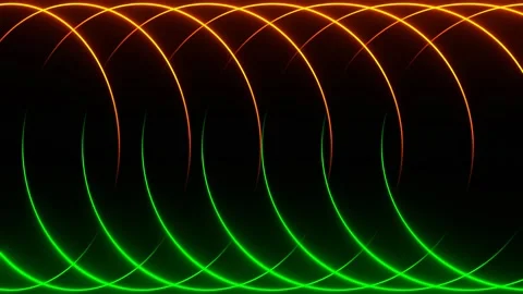 Orange and Green Abstract Rotating Neon Circles Background VJ Loop in 4K Stock Footage 285246817