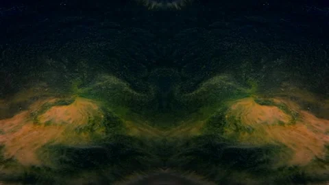 Orange and Green patterns converge  into two lovely shapes Stock Footage 256710594