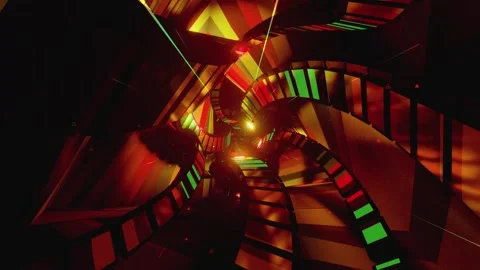 Orange and green walls triangular abstract VJ loop Stock Footage 234226622