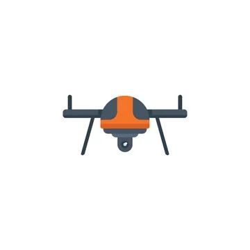 Orange and grey camera drone hovering front view イラスト素材
