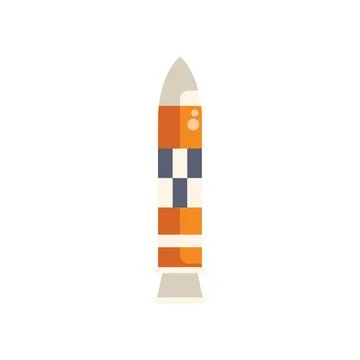 Orange and grey space rocket standing Stock Illustration