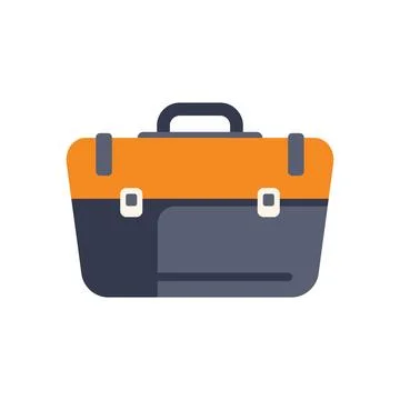 Orange and grey tool box with handle for repairing and construction work Illustration