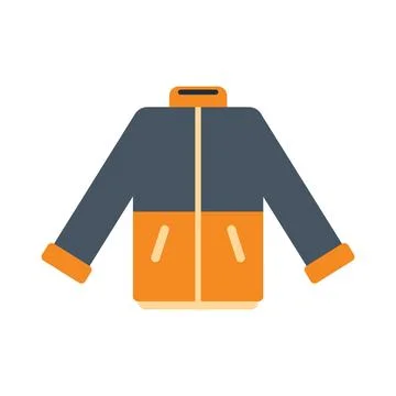Orange and grey winter jacket isolated on white background Stock Illustration