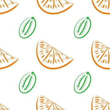 Orange and kiwi vector seamless pattern illustration Stock Illustration