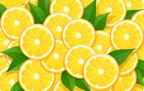 Orange and leaf. Citrus pattern. Stock Illustration