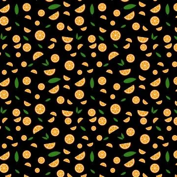 Orange and Leaf Pattern Stock Illustration