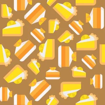 Orange and lemon layer cake, seamless pattern 库存插图