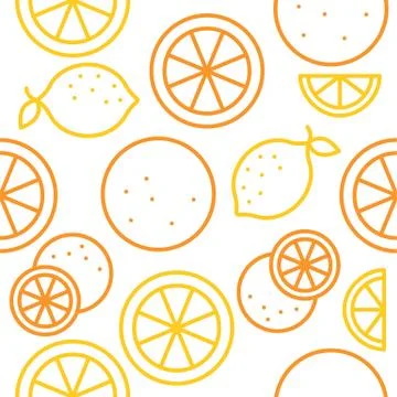Orange and lemon seamless pattern outline for use as wallpaper Stock Illustration