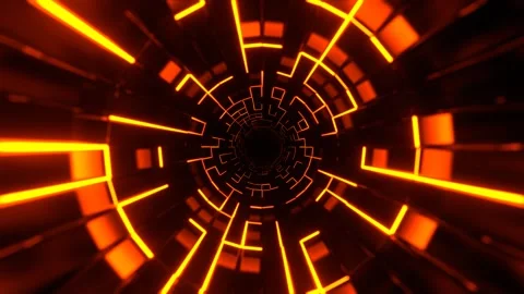 Orange and Light Red Endless Tunnel of Neon Pulses Background VJ Loop in 4K Stock Footage 310777139