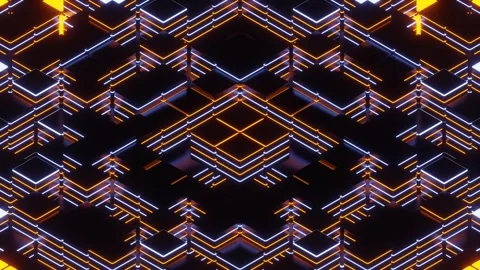 Orange and Lighting Blue Square Colored Strobe Background VJ Loop in 4K Video stock 313382290