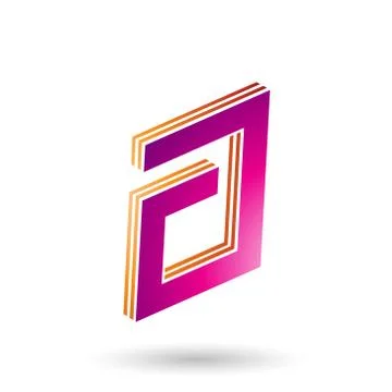 Orange and Magenta Rectangular Layered Letter A イラスト素材