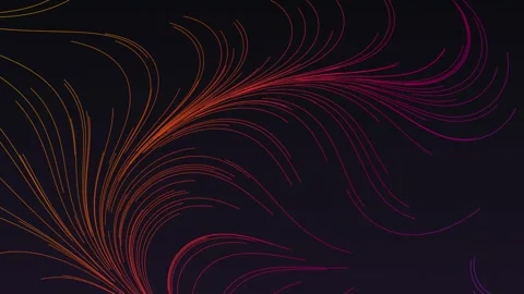 Orange and pink flow field lines on dark animated gradient background Vídeos de archivo 348283232