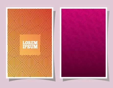 Orange and pink gradient and pattern backgrounds frames vector design Illustrazione stock