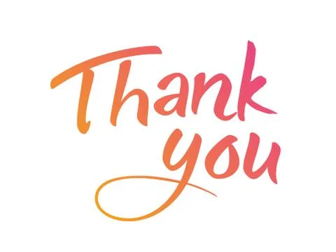 Orange and pink gradient isolated hand writing word THANK YOU Illustrazione stock
